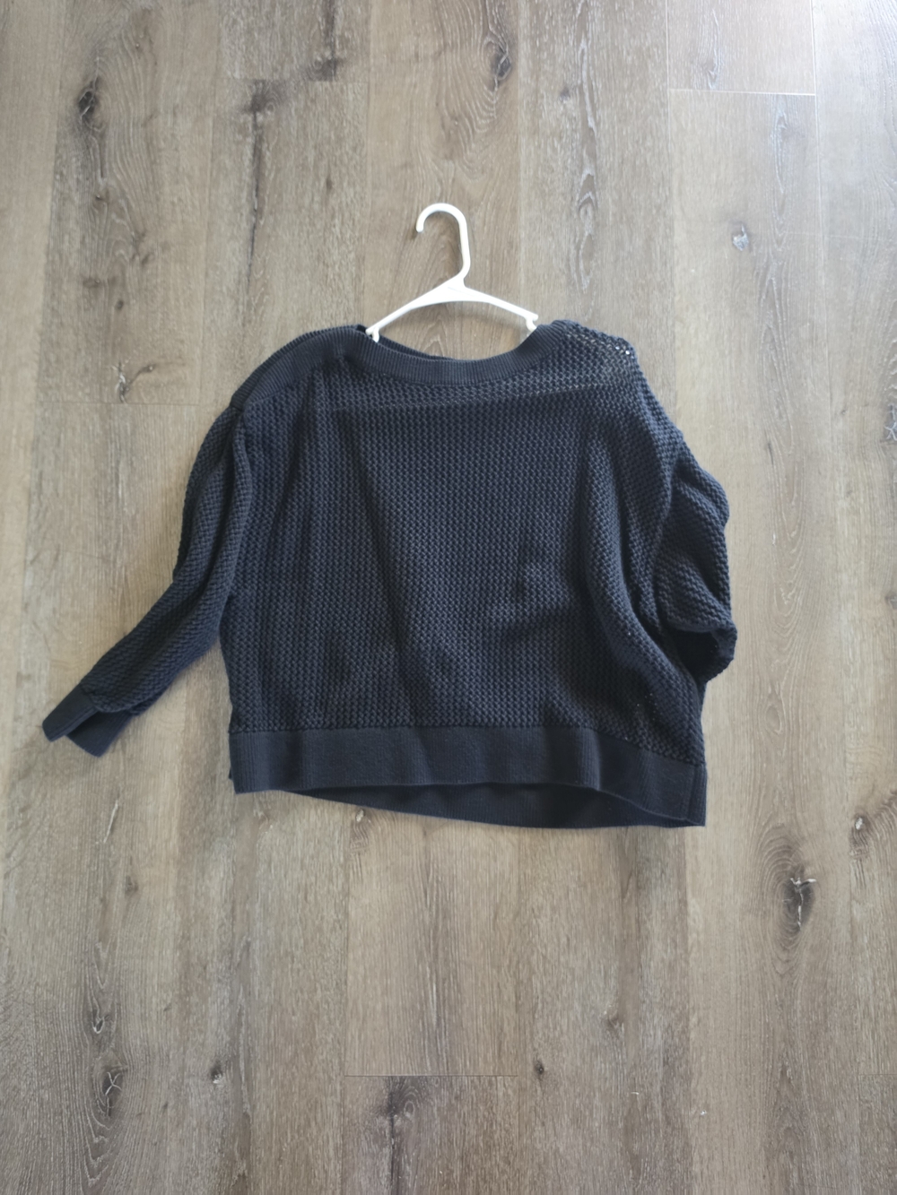 Old Navy Black Textured Crewneck Sweater Holes/See through